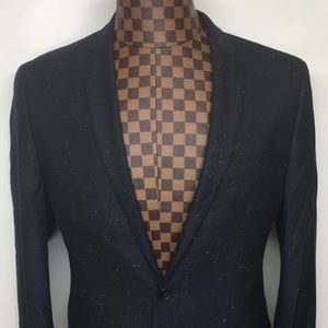 LABORATORY-Dark Navy Blue Slim 2 Button Blazer 40L